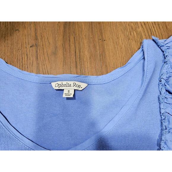 Ophelia Roe Blue Floral Midi Dress with Puff Sleeves - Picture 6 of 8